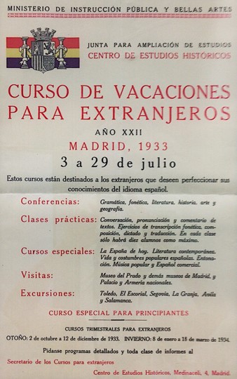 Hace justo 90 años se impartían estos cursos de español en la Residencia de Estudiantes. En este artículo (acortar.link/wjfcX0) echo la mirada atrás para conocer los orígenes del #ELE en el s. XX y su contribución al hispanismo internacional.  ¡Feliz verano!