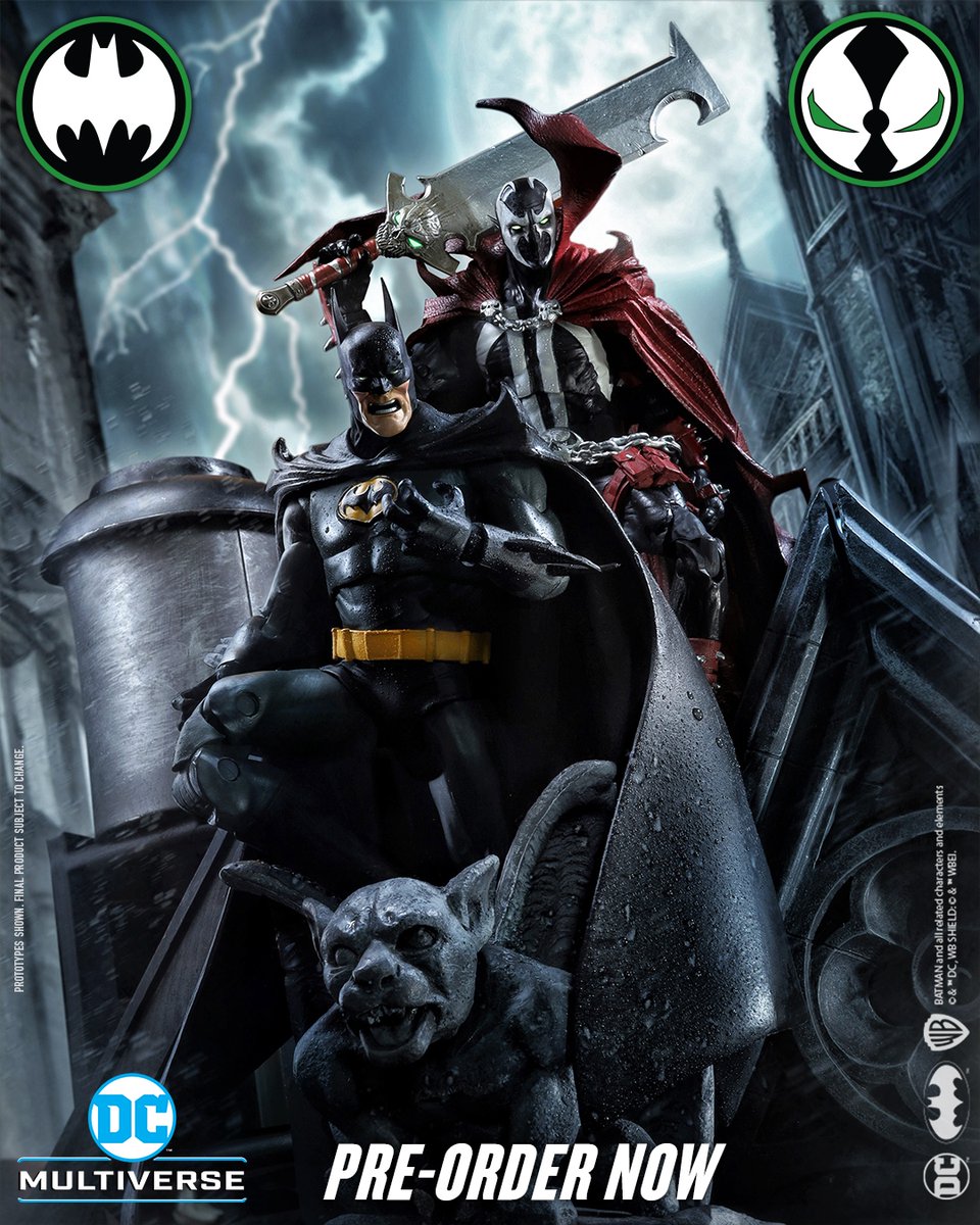 mcfarlanetoys's tweet photo. Batman™ &amp; Spawn™ 2-pack is available for pre-order NOW at select retailers!⁠
➡️ https://t.co/vmKhawN9XN

7" scale figures. Includes extra hands, batarang, sword, specialized base, double-sided backdrop, collectible art cards &amp; base.

#McFarlaneToys #DCMultiverse #Spawn #Batman https://t.co/UpnDQDYDnn