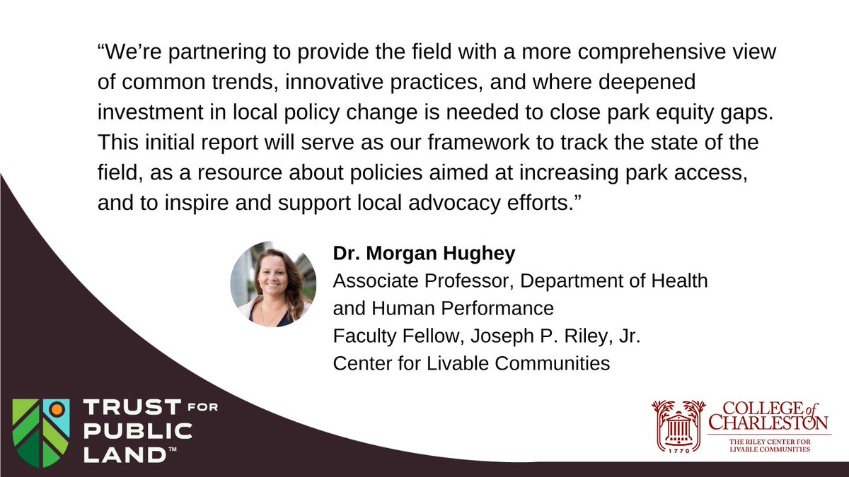 We have incredible partners in <a href="/CofC/">College of Charleston</a> <a href="/CofcRileyCenter/">CofC Riley Center for Liveable Community</a> and we love working with Professors <a href="/KendraBStewart/">Kendra Stewart</a> &amp; <a href="/mohughey/">Morgan Hughey</a>. Together, we’re working to unlock a better understanding of the current state of park policy, so that more cities can take action. 1 🧵
