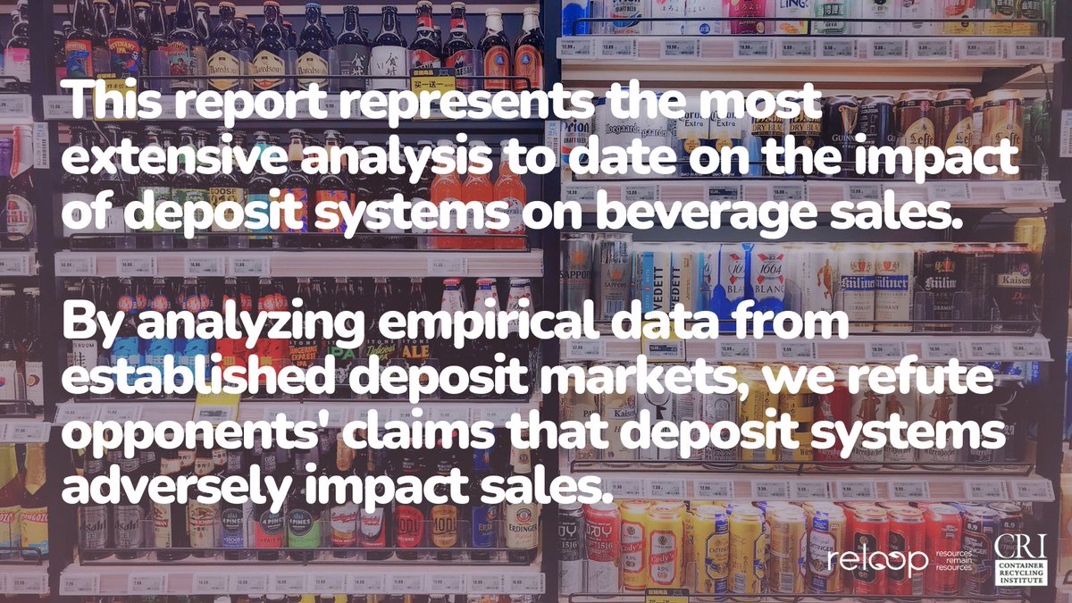 MilletteEnviro's tweet photo. Excited to share this important report on the impact of deposit return systems on beverage sales by @reloop_platform and @CRI_Recycle! As a proud contributor to this research, it's great to see evidence-based insights challenging long-held industry beliefs. https://t.co/K3iaUjMrCf
