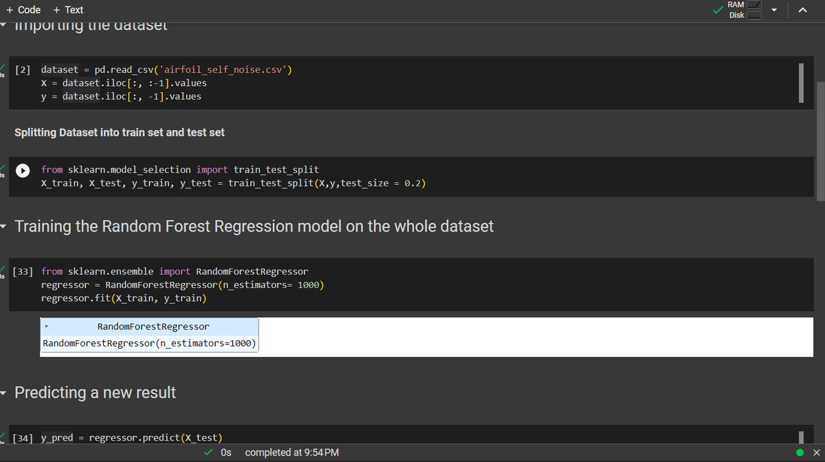LetYokaiLearn's tweet photo. Day 49 of #60DaysOfLearning2023 
Today I implemented the random forest regression for the airfoil self noise dataset. Used ensemble module from sklearn and used the RandomForestRegressor class.
Got the error of 1.7 on the dataset.
@lftechnology
#LearningWithLeapfrog #LSPPD49 https://t.co/NjLnI8NNU4