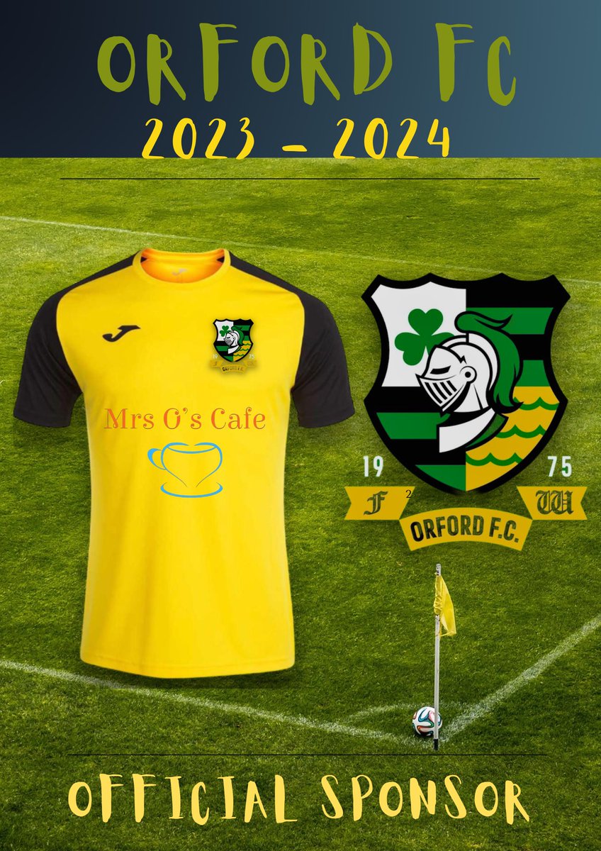 FCOrford's tweet photo. Official Kit sponsor is Mrs O’s Cafe and what a kit it’s turned out to be 

Massive thank you to Jane personally from Orford FC

And dont they look fresh 💚 https://t.co/cAgF9dVphe