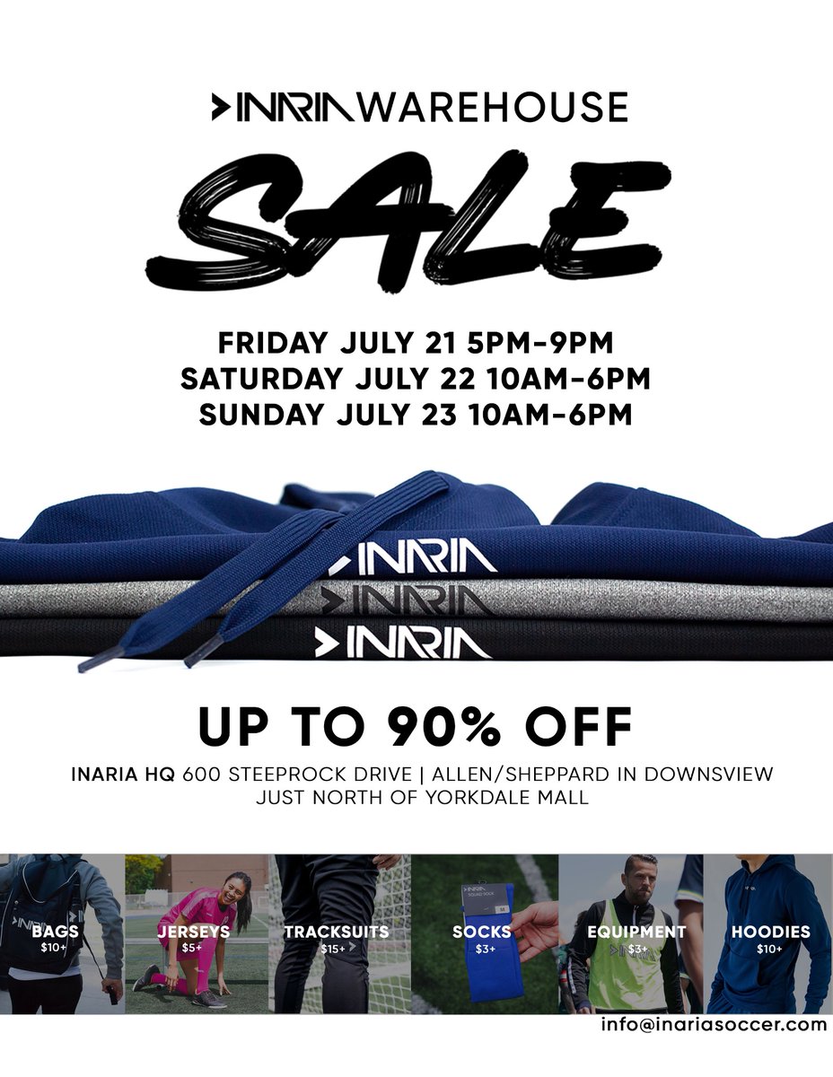 📢HUGE SALE📢

Don’t miss <a href="/inariasoccer/">INARIA</a> huge blowout sale!! UP TO 90% 

Make sure to check out their site for some great deals and cool apparel😉 

#inaria #GoOakvilleWild
