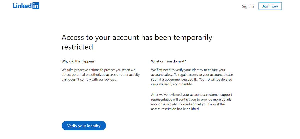 Dhrake_D's tweet photo. @LinkedInHelp After refreshing my browser, the request to verify my identity remains unchanged. https://t.co/7HiGPKS5el