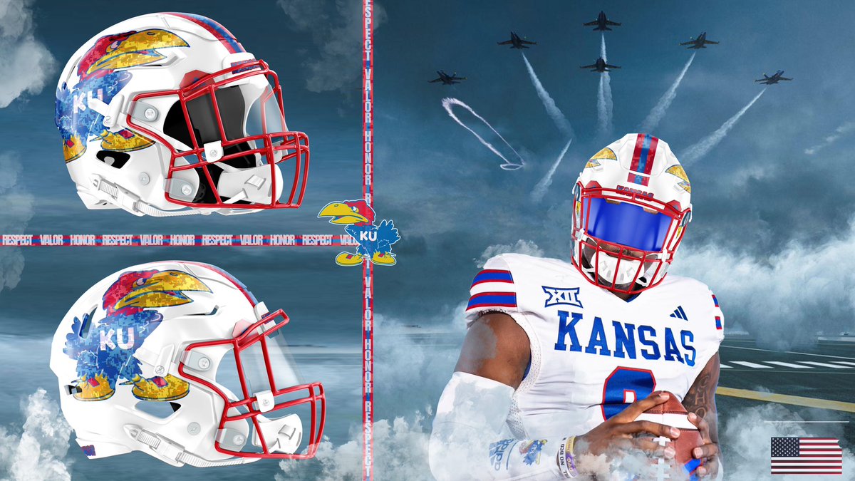 🇺🇸Warhawk Tribute Helmet 🇺🇸

It features digital camo on the 1941 Warhawk and on the stripe going down the middle. Thank you to all those who have served our country!

RT and Like if you would like to see Kansas honor our veterans by wearing these helmets for a game. 🔁 🩶