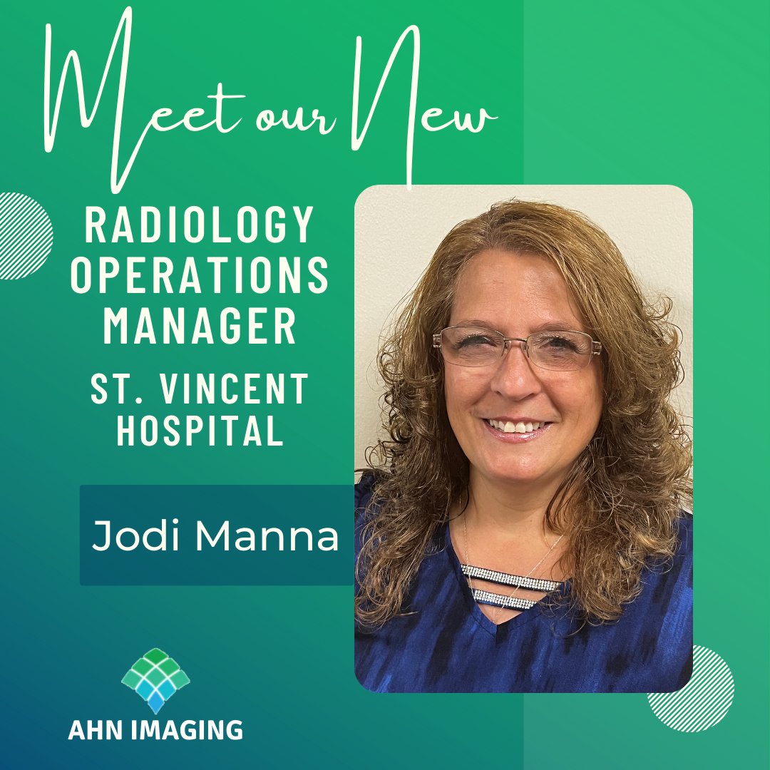 Please join us in congratulating Jodi Manna as the newest Radiology Operations Manager at St. Vincent Hospital.
Congratulations, Jodi!
#AHNImagin @AHNToday @AHNRadRes
#OperationsManager #promotion