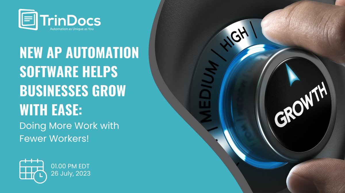 Next week! TrinDocs modern AP automation solutions help businesses operate more efficiently & grow! 
Webinar
🗓️ Date: Wed, July 26th
⏰ Time: 1pm EDT
🔗 Register: trindocs.com/resources/#web…
#TrinDocsDELIVERS #APautomation #Accounting #WorkflowAutomation #Efficiency