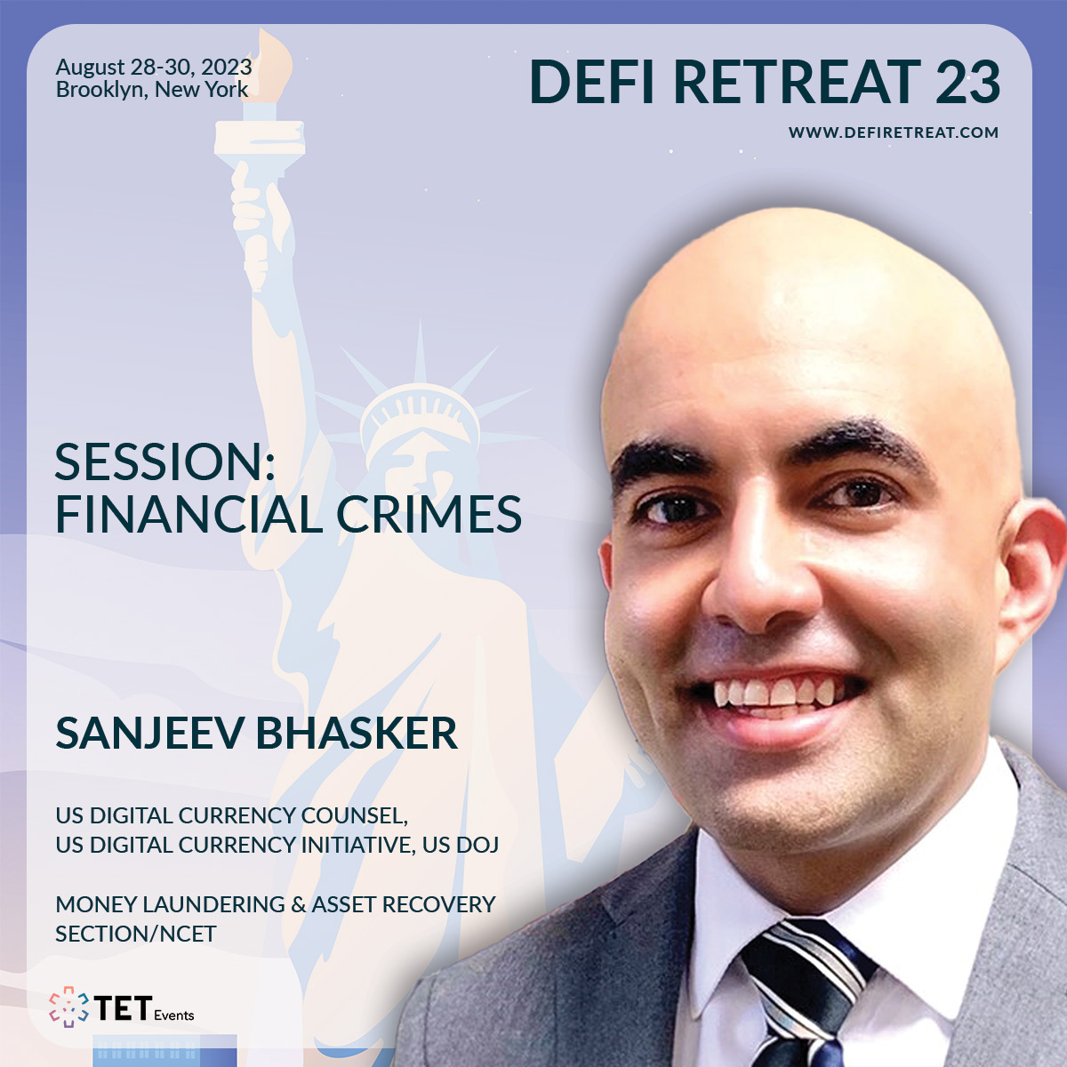 ⚡Sanjeev Bhasker (<a href="/TheJusticeDept/">U.S. Department of Justice</a>) is joining the intimate DeFi Retreat 23 (US)!
He will join the off-the-record discussion about #defi #fraud along with <a href="/ARedbord/">Ari Redbord</a> (<a href="/trmlabs/">TRM Labs</a>), <a href="/SimoneMaini1/">Simone Maini</a> (<a href="/elliptic/">Elliptic</a>) and Victor Tay (<a href="/MinervaAI_TO/">Minerva</a>)!
lnkd.in/eEE5EWiK
#layer0 #crypto #dr23