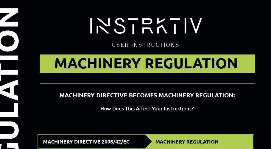 INSTRKTIV's tweet image. Infographic: What are the main differences between the machinery directive and the machinery regulation on the user instructions? buff.ly/3VSOEhl 

#cemarking #usermanuals #userguides #ce #compliance #eu #machinery #medical #electronics #trade #import #export #amazon