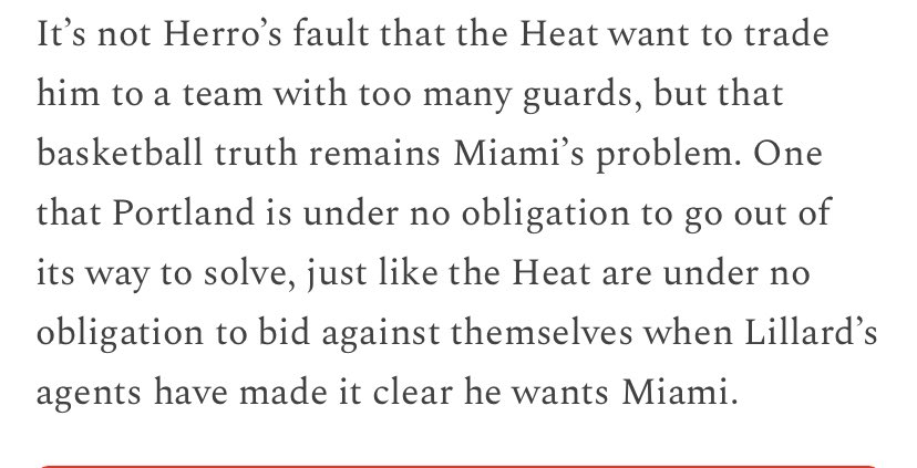 “It's not Herro's fault Heat want to trade him to a team w/ too many guards. That basketball truth remains Miami's problem. One that Portland is under no obligation to go out of its way to solve, just like the Heat are under no obligation to bid against themselves”@Erik_Gundersen https://t.co/lYhF1i8zrd