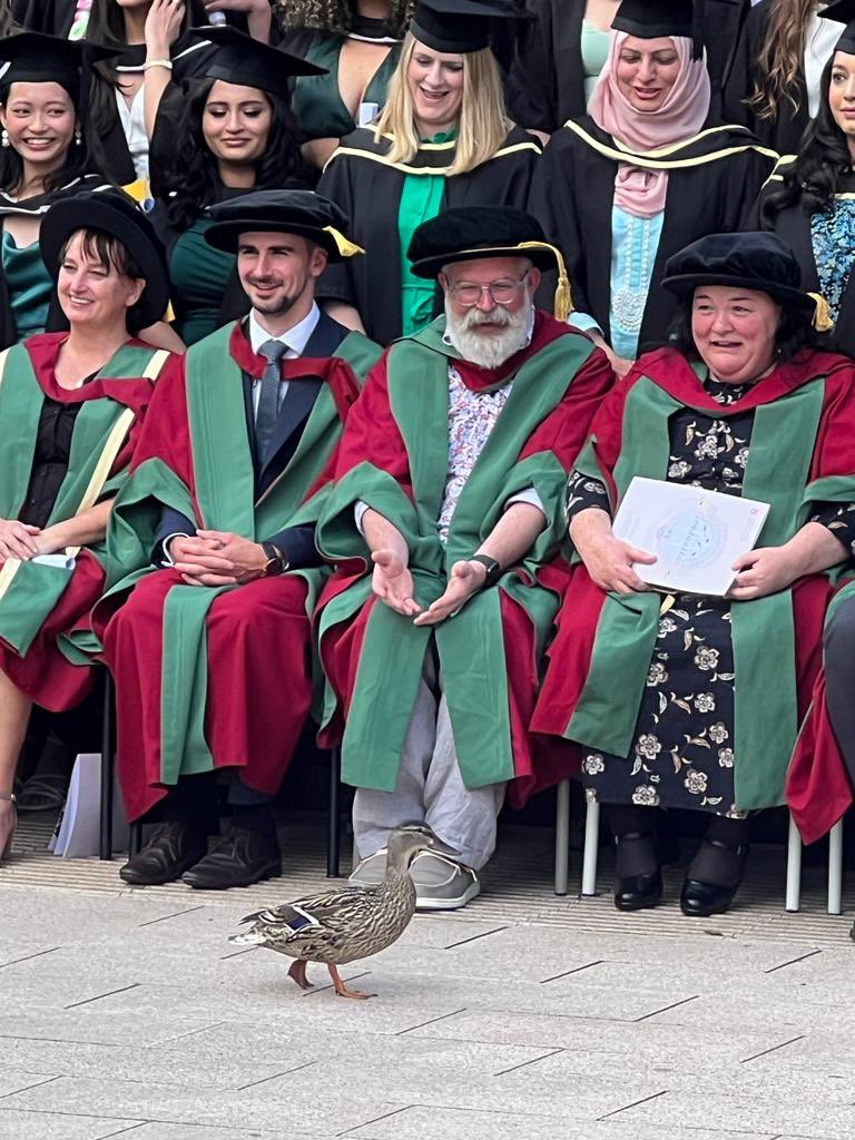 BigBadBee's tweet photo. Who knew PhDs came with a free duck https://t.co/mFC5aNIMNV