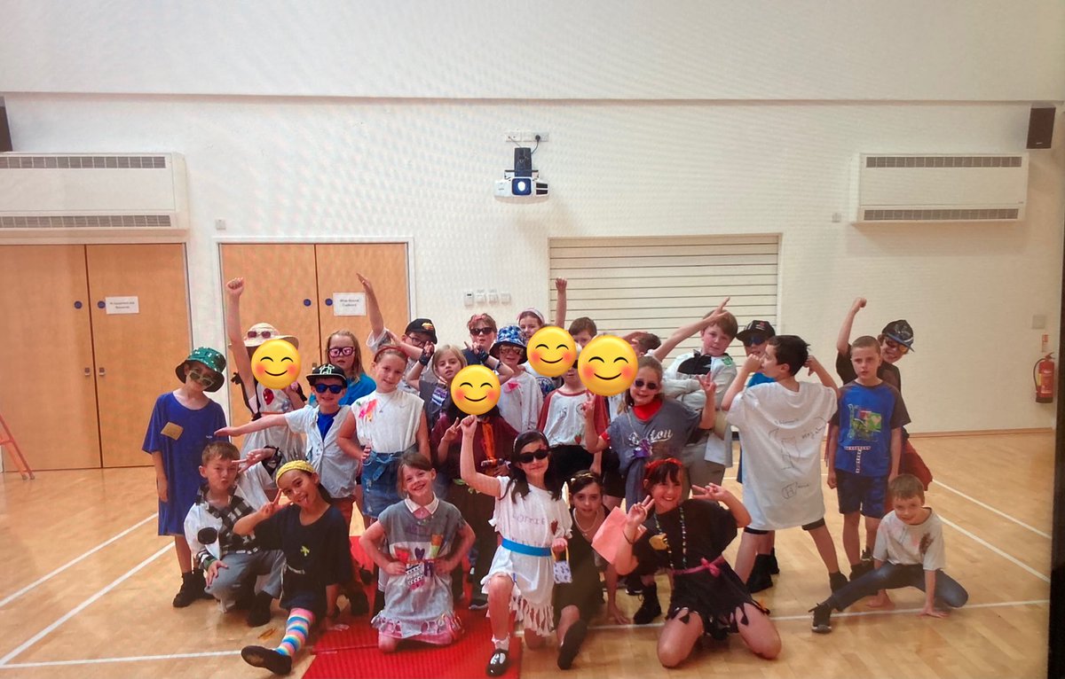 SPMVPine's tweet photo. To complete our textiles project, today Pine Class strutted their stuff on the catwalk in front of the whole school to show off their up-cycled T-shirts! Well done everyone for your brilliant effort with your sewing and confidence on the catwalk! 📸 https://t.co/Iz8uYw6Sxw