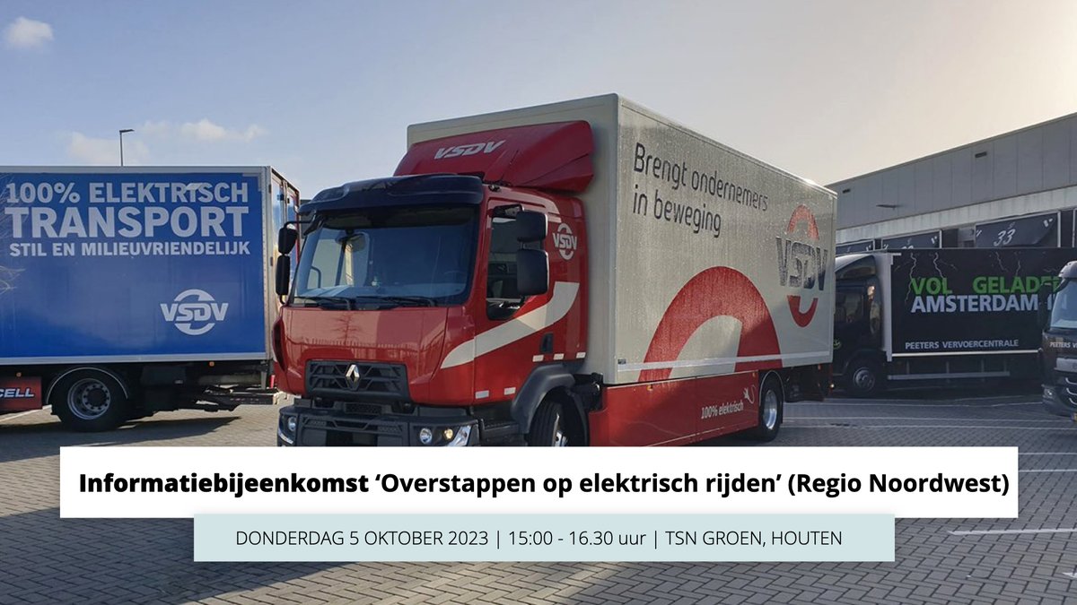 Ben jij een ondernemer met een eigen wagenpark? Wil jij weten hoe je het beste over kunt stappen op duurzaam vervoer? Kom dan naar de informatiebijeenkomst in jouw regio! Meld je aan voor 5 oktober (of bekijk de data voor andere regio's) via: nklnederland.nl/nkl-events/