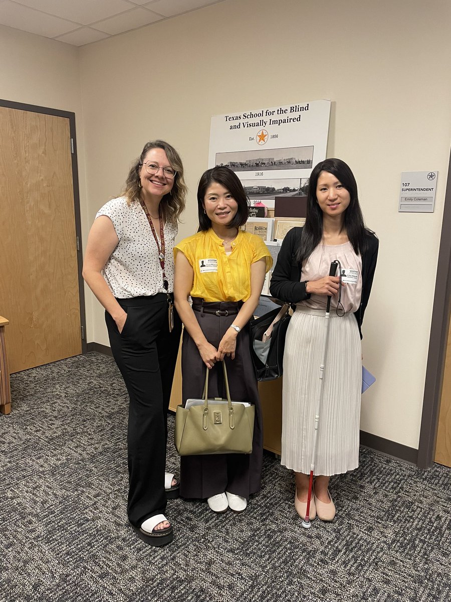 Emily Coleman (@emsuecoleman) on Twitter photo Great spending the morning with researchers from Japan <a href="/TSBVI_News/">TSBVI-News</a>! Discussing schools for the #blind, outreach services and more. Great spending the morning with researchers from Japan <a href="/TSBVI_News/">TSBVI-News</a>! Discussing schools for the #blind, outreach services and more.