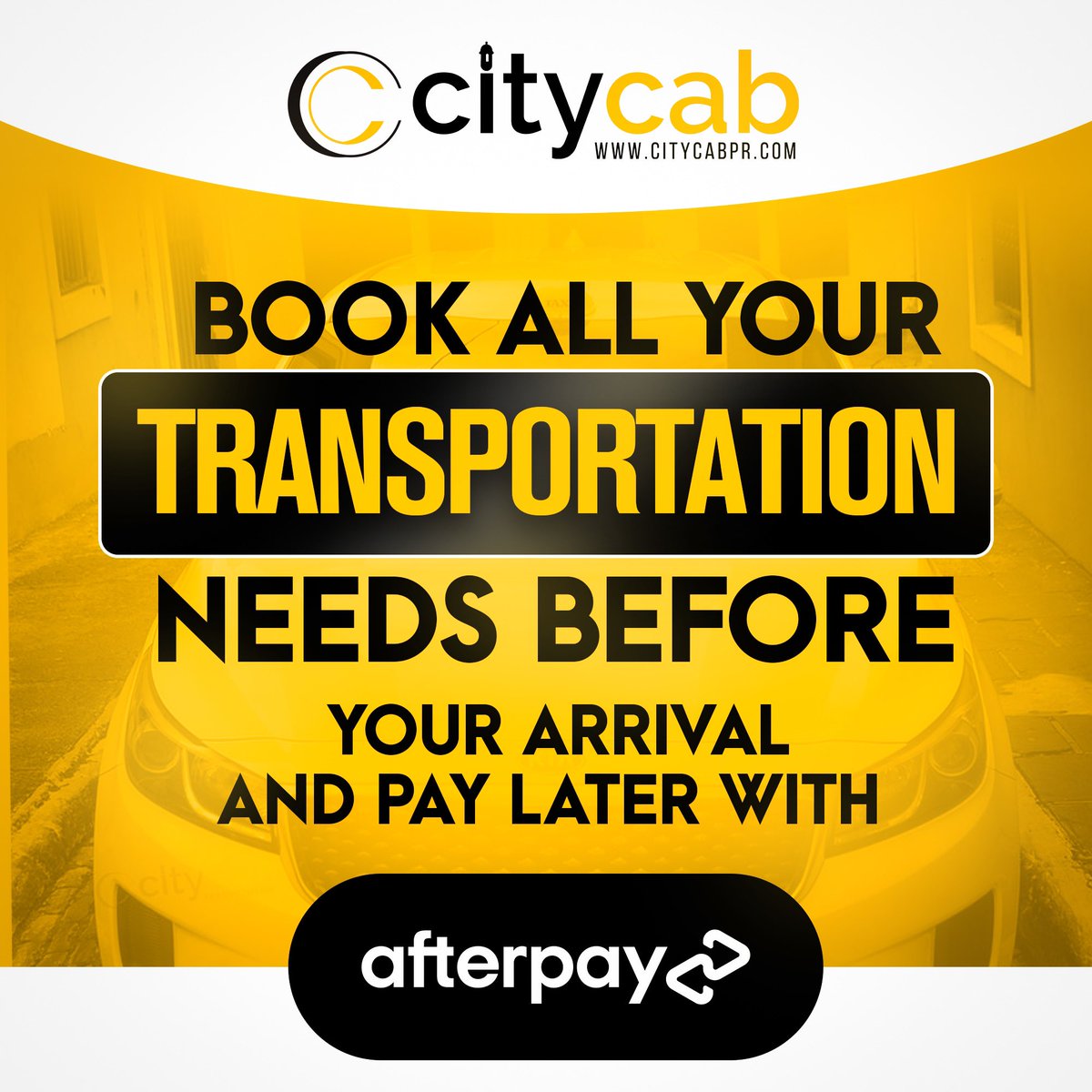 CityCabPR's tweet photo. Book now and Pay later with AfterPay by Booking all your transportation service during your stay in Puerto Rico. **Certain restrictions apply**

•Be at least 18 years old
•Provide a valid phone number and email address.
•Be a US resident who resides in one of the 50 states https://t.co/kpSJyDOJwz