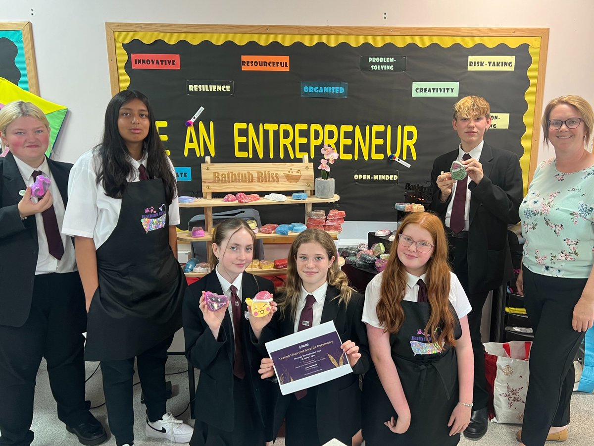 Breaking news: Forge students in final of Peter Jones Tycoon in School national competition
The Bathtub Bliss team have made the finals and have been invited to Hampton Court Palace in September to show off their business journey and come either 1st or 2nd from 300 schools 😀😎