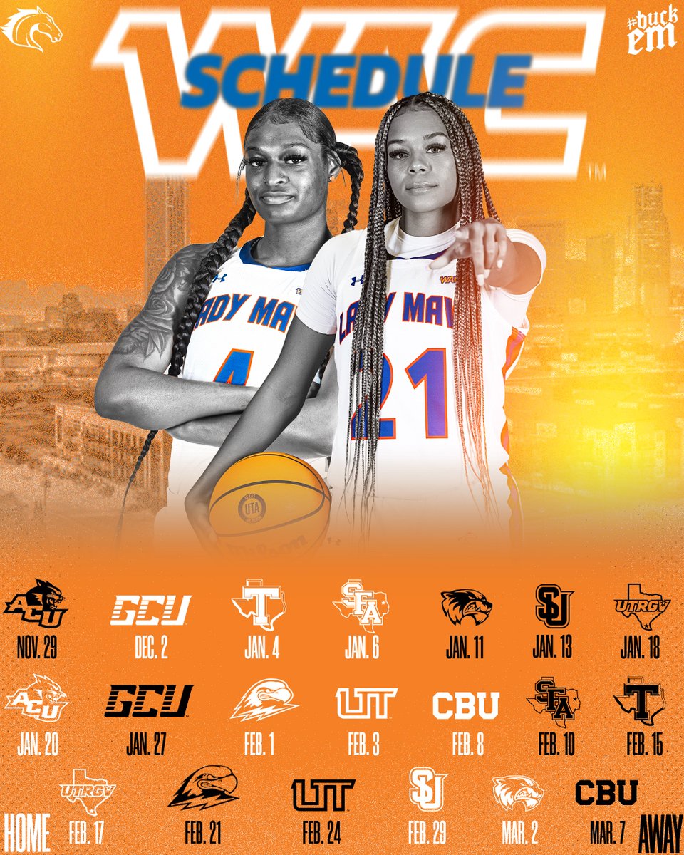 UTAMavsWBB's tweet photo. In case y'all are interested in some 🎨, here's our 2023-24 @WACsports schedule.

#BuckEm 🐎 | #Play2Win https://t.co/PyE2DjxctY