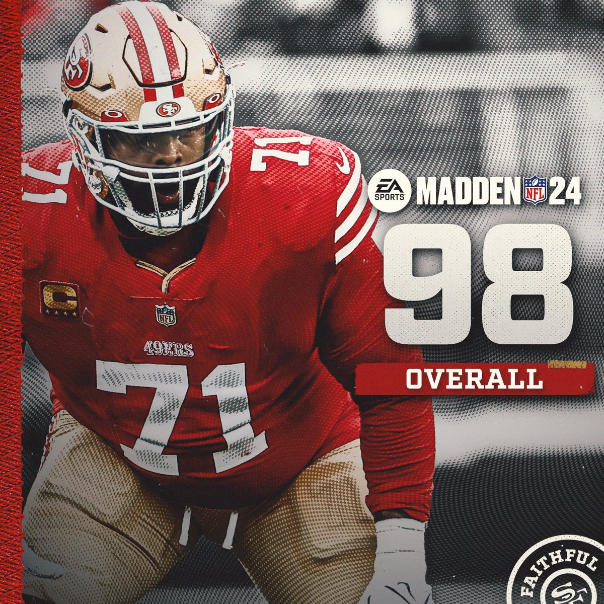 RT @49ers: Trent Williams checks in at a 98 overall in #Madden24. https://t.co/9RDc8wZdWz