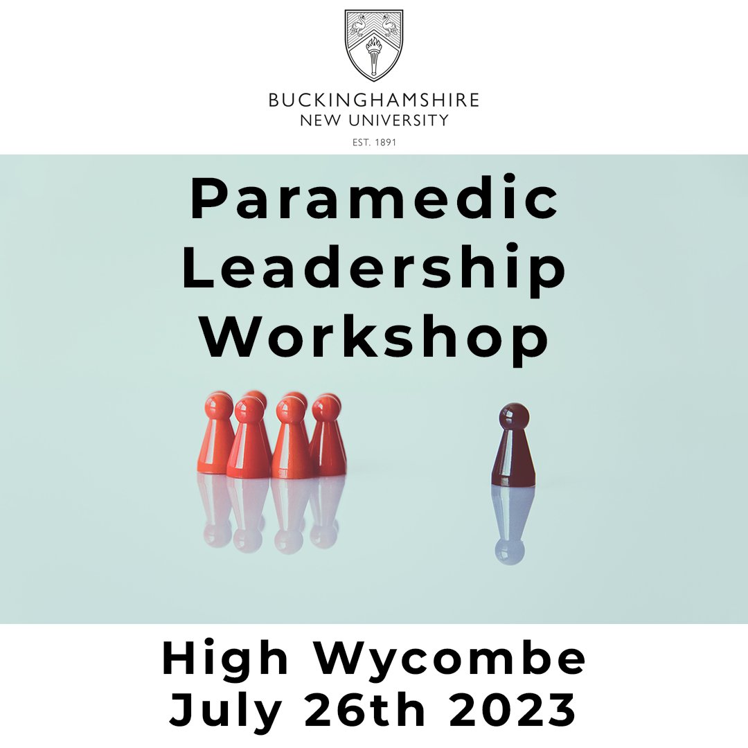 FREE! Paramedic leadership workshop being held in High Wycombe on Wednesday 26th July. 

👉 bit.ly/46YOMCv

#Paramedic #ParamedicsUK #ParaEvent