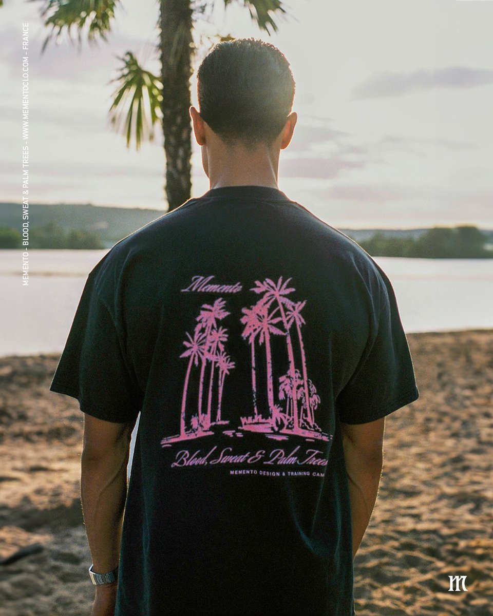 mementoclo_'s tweet photo. Blood, Sweat &amp; Palm Trees, this visual fuses the grit of this relentless pursuit of success, while laid-back designs embody the pleasure of well-earned relaxation.

Launching this week. 🌴⚒️ https://t.co/3P6HvUW71v