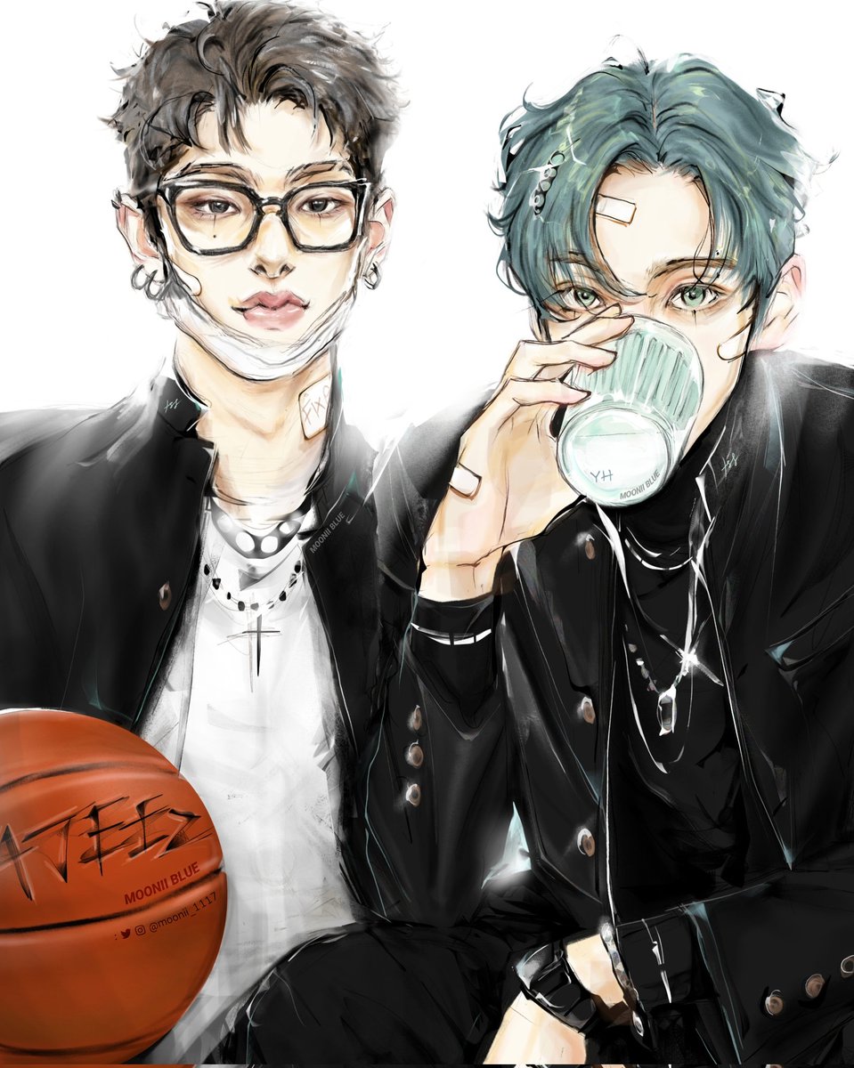 「#민기 #윤호 #MINGI #YUNHO #에이티즈 #ATEEZ #ATEE」|𝙈𝙊𝙊𝙉𝙄𝙄 𝘽𝙇𝙐𝙀☁️무니 블루☁️のイラスト