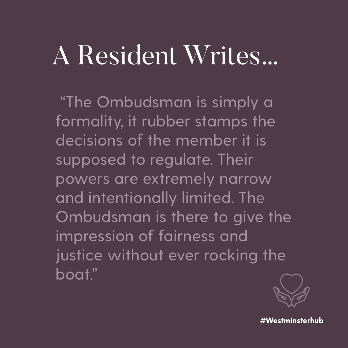 westminsterhub's tweet image. ☕️In other news:

👉the 🏚Ombudsman are still telling traumatised residents that they offer an “impactful” and “impartial” service.

⚖️Imbalances of power must be a figure of our imagination…💭

#makethingsright