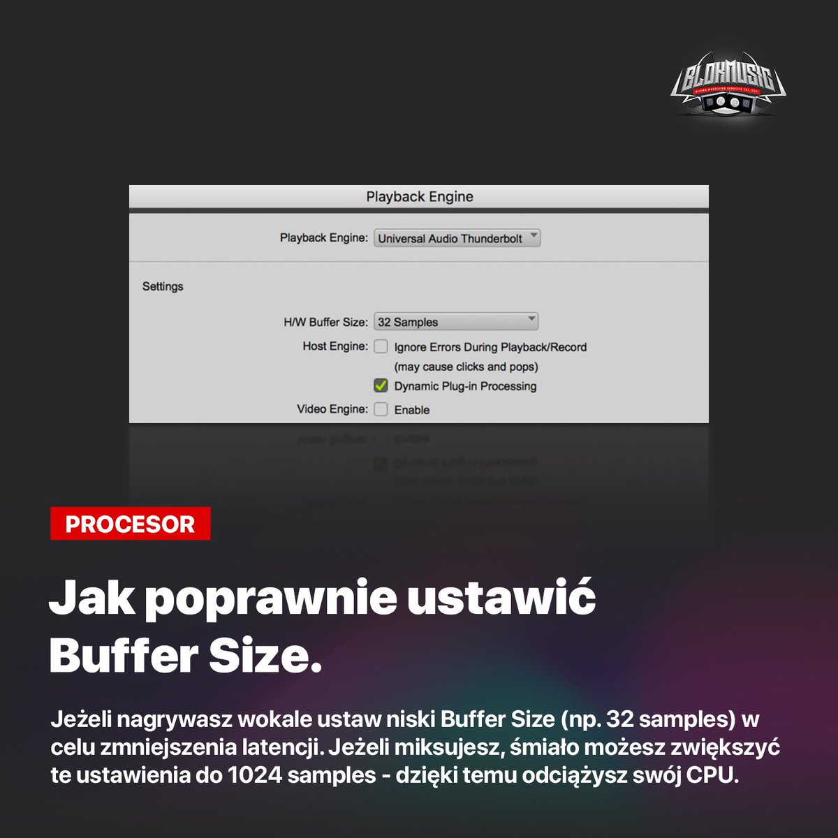 BlokMusic's tweet photo. 🔥 Buffer Size
🏆 Jak poprawnie go ustawiać?

📸 https://t.co/nk7iwr8wAF
▶️ https://t.co/U6SGTQSo1t

#blokmusic #studiovibes #audioworld 
#buffer #size #settings #daw #protools 
#cpu #samples #playback #engine https://t.co/pdKDARcUcJ