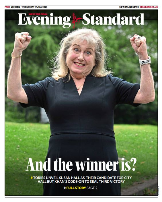 The Conservatives have threatened the photographer and the Evening Standard for posting this terrible picture of Dan Wootton lover Susan Hall.    

Don't RT it, they will probably send you a threatening letter too.