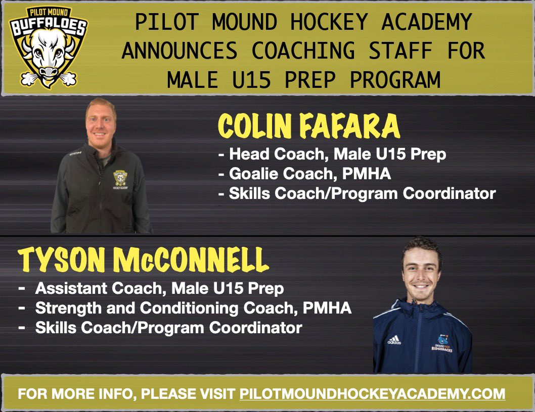 Pilot Mound Hockey Academy Announces Coaching Staff for Male U15 Prep Program. 

Read more-> pilotmoundhockeyacademy.com/pmha-announces…

#FearTheBuffs #HockeyAcademy #PMHA #StudentAthletes