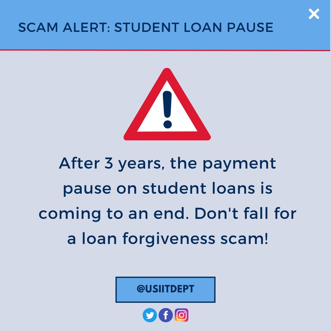 ⚠️This fall, student loan interest and payments will resume, and scammers are ready to attack. ⚠️
-
For more information, visit: bbb.org/article/news-r…
-
#BeCyberSafe #InformationTechnology #GoEagles