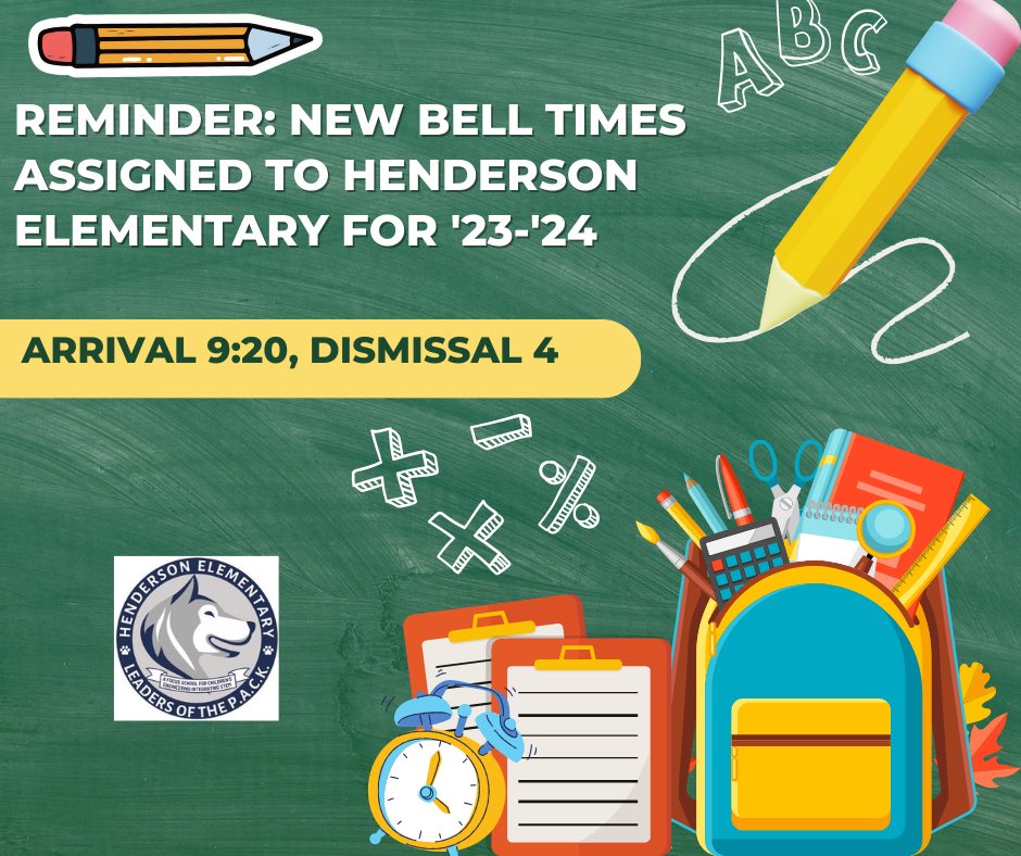 HNES New Bell Times: 9:20 a.m. arrival, 4 p.m. dismissal