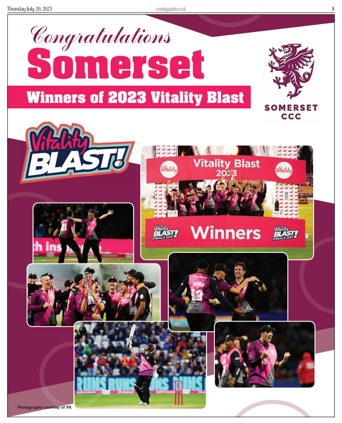 The @CountyGazette have produced a special 8-page pull-out to celebrate Somerset's Vitality Blast win! 🏆👏 #WeAreSomerset @LewisWiseman1 @Richardscoop1