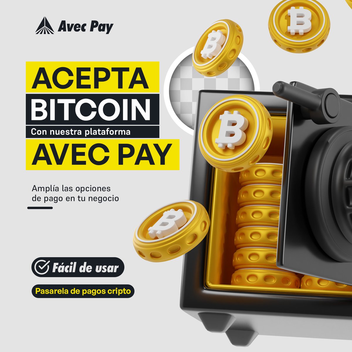 ¡Amplía las opciones de pago en tu negocio y acepta Bitcoin con nuestra plataforma Avec Pay! No te preocupes por la volatilidad del Bitcoin. Los pagos recibidos se convierten automáticamente a moneda estable o dólares y se deposita directamente a tu banco.  #AvecPay #BTC #USD