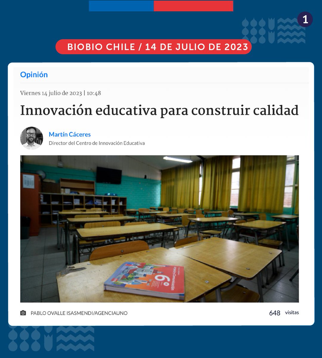 Mineduc's tweet photo. En esta columna, Martín Cáceres, Director del Centro de @InnovaMineduc reflexiona sobre las nuevas formas de construir calidad educativa y las acciones que está tomando el Mineduc para reactivar los aprendizajes y el bienestar de miles de niños y niñas en 🇨🇱 https://t.co/s4OnZVaRiu