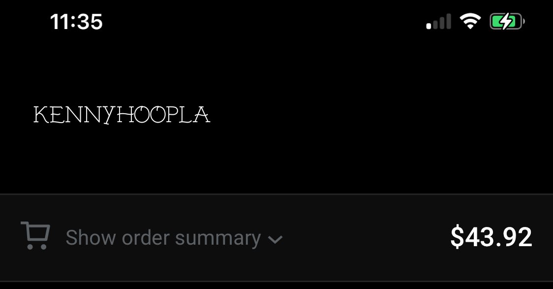 Randomtots1000's tweet photo. @KennyHoopla Only took me 36 min but I was finally able to place the order 🥹 I reopen you site so many times lol https://t.co/9oLBA9P3js
