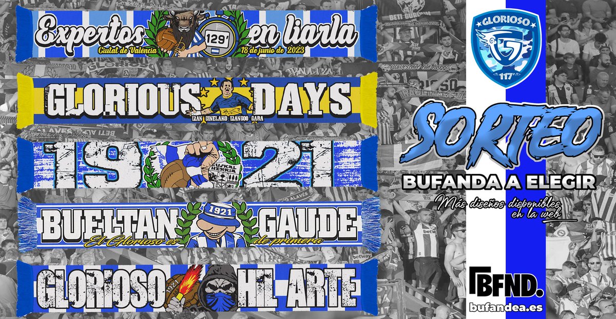 ¿ Queréis ganar una bufanda del  Deportivo Alavés ?🧣💙🤍
La podéis conseguir gracias a los amigos de <a href="/bufandea/">Bufandea</a> 
Requisitos para entrar en el sorteo
- Seguir nuestra cuenta y la suya
- Retwittear este tweet
El ganador podrá elegir una bufanda de todas las que hay en su catálogo.