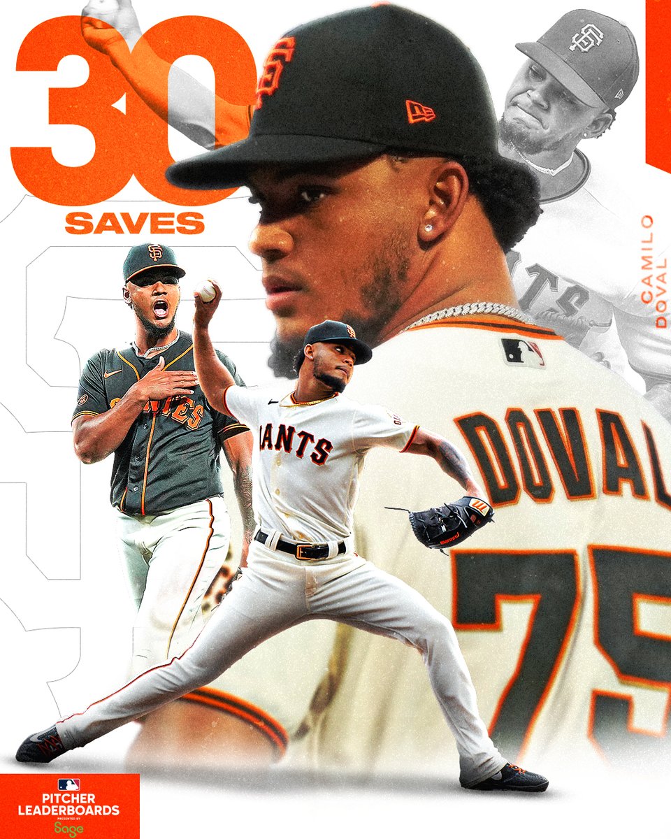 MLB's tweet photo. Camilo Doval became the first pitcher to 30 saves this season as the @SFGiants continue to surge in the NL West. 🔥

(MLB x @SageUSAmerica) https://t.co/AsFaOAEQRH