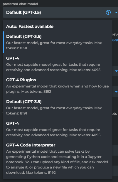 engagedmit's tweet photo. @HarpaAI Hello guys, great work! Just fyi preferred chat model shows duplicated options... https://t.co/PK5nswalMQ
