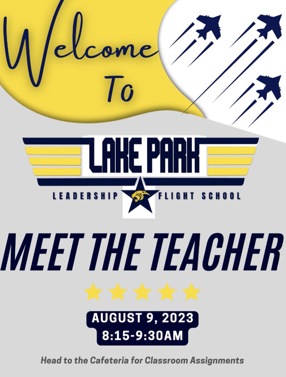 Mark you calendars! We can’t wait to see our LPE Panthers for Meet the Teacher on Aug. 9th 💛💙