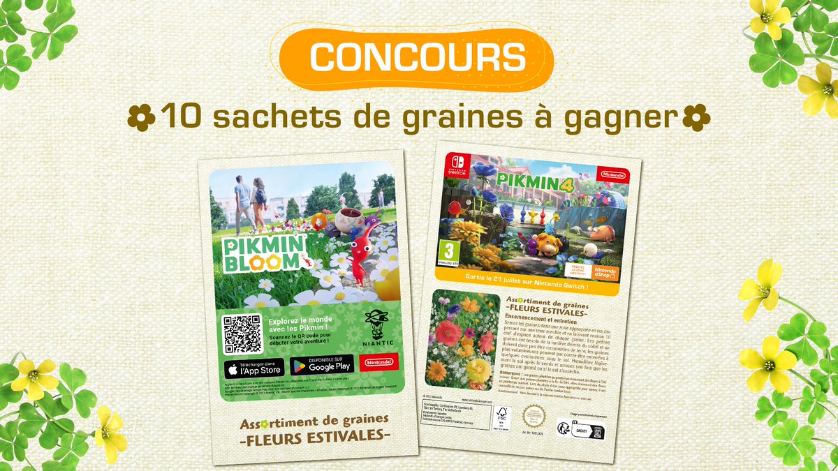 [CONCOURS 🎁] Vous n'avez pas pu vous rendre à #NintendoJapanExpo pour récupérer votre sachet de graines ? On a pensé à vous !​

RT + follow <a href="/NintendoFrance/">Nintendo France</a> pour tenter de remporter un des 10 sachets de graines à planter chez vous 💐

10 gagnants seront tirés au sort le 31/07.