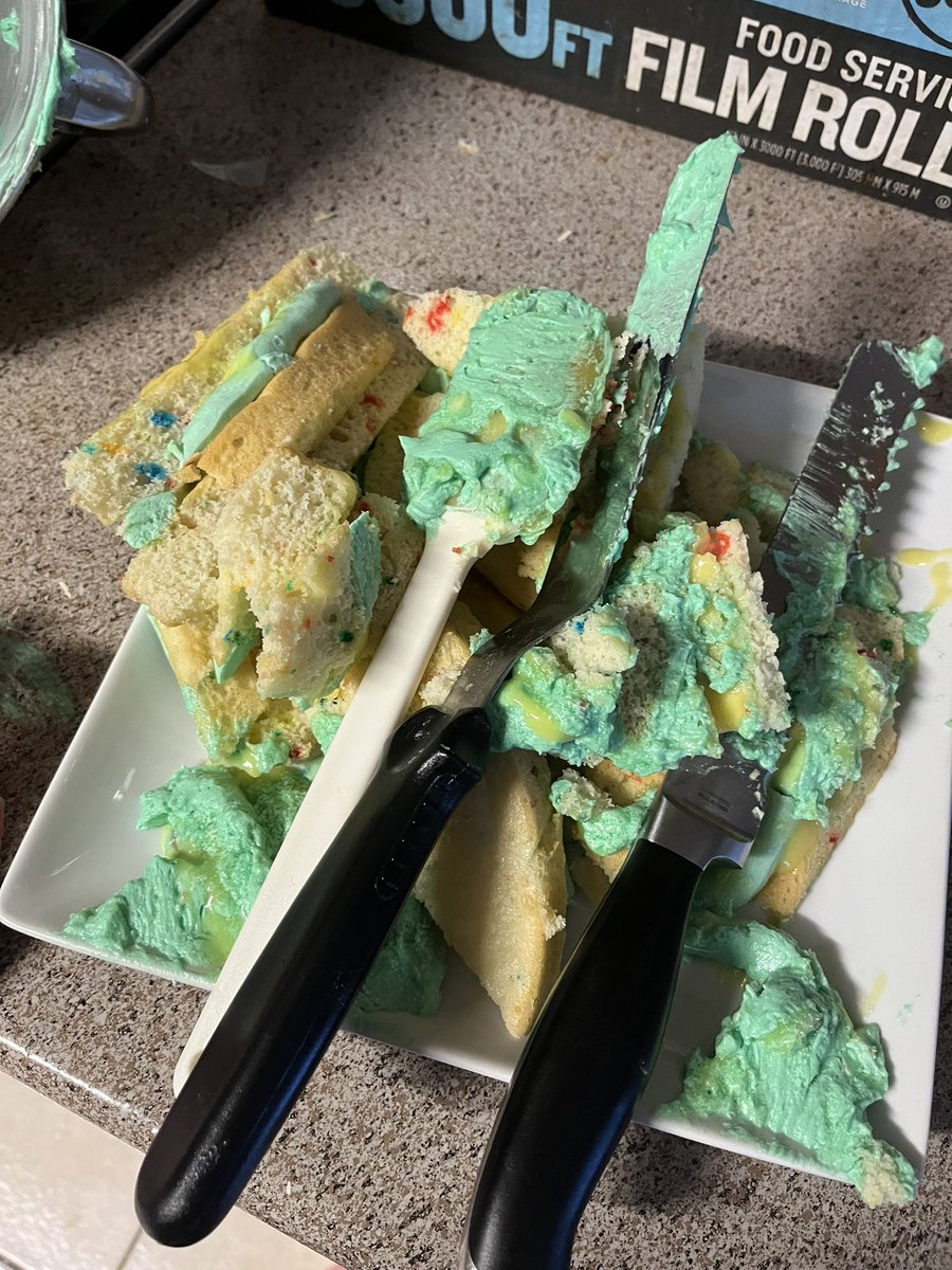 TCWestminster's tweet photo. #DnDCake Reveal:
Several things went wrong but son is happy.
Frosting curdled. Lost my black gel for letters and used chocolate (think melting). It’ll be ok. Not what I’d hoped but ok.
#DnD #NerdMom #Cake #WhoIsCleaningThis?
#NapTime
#Done https://t.co/MfgRKsOQUF