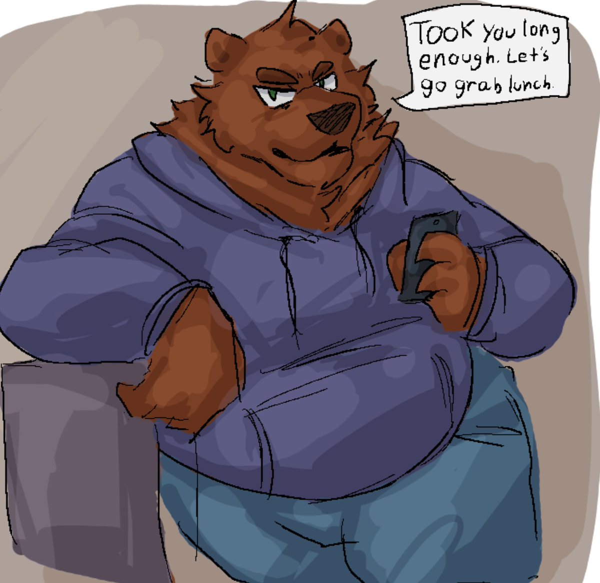 needs_bear's tweet image. No time to waste when a bear is hungry #furry #furryart