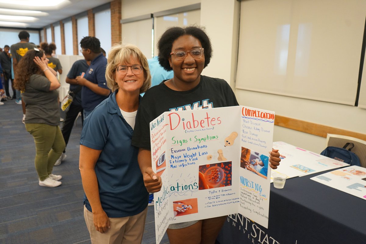 kentnursing's tweet photo. Congratulations to our @UpwardBoundKSU students on completing their summer program with us! During Friday's closing ceremony, the students’ nursing projects and posters were on display for family and friends to enjoy. We hope these students join us again as #FutureFlashes! https://t.co/3SAGpB4pho