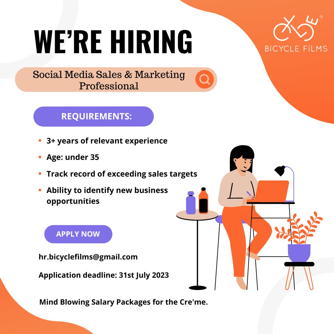 FilmsBicycle's tweet photo. 🌟 Elevate Your Social Media Sales &amp; Marketing Career with Bicycle Films! 🌟

Are you a talented and driven Social Media Sales &amp; Marketing Professional seeking a new opportunity? Look no further! 🚲

#bicyclefilms  #adfilms #film #hiring #job #newjob  #kochi #socialmedia https://t.co/tyAHmhIuXZ