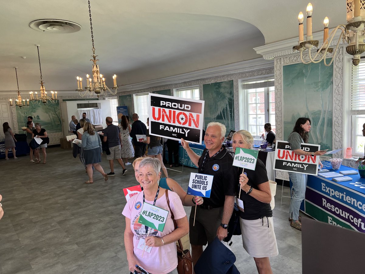 nysut's tweet image. If you’re at #LAP2023, you’re in luck! We’ve got swag and selfie materials galore. #unionstrong