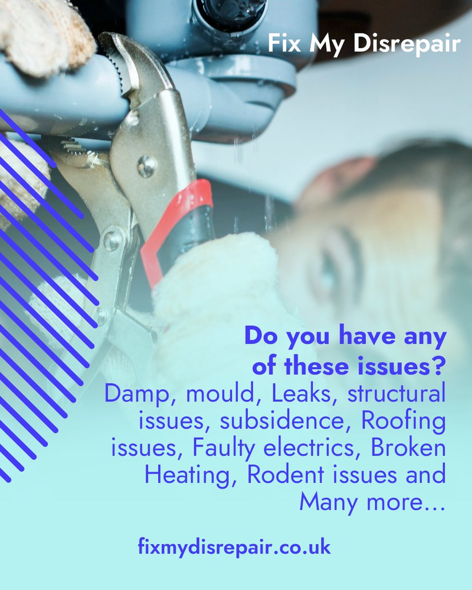 FixMyDisrepair's tweet image. With Fix My Disrepair, you can finally get the repairs done without having to jump through hoops.  🔧🔌

Contact us today at our website for guidance on how to start your recompense claim or find out more about our services!

fixmydisrepair.co.uk

#mouldproblems #dampproblems