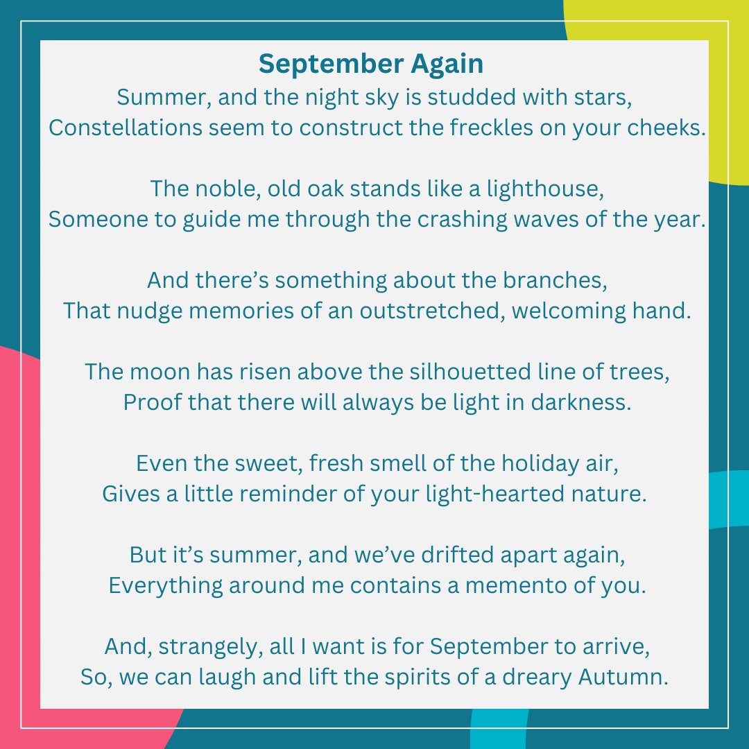 🥇 We’re sharing Bethan from <a href="/StFrancisHerts/">St Francis' College</a> award winning poem. Her piece, 'September Again, ‘ won the Year 7-9 Category of GSA's Creative Writing Award.📝 Her poem, chosen by judge <a href="/KMcCarthyWoolf/">Karen McCarthy Woolf</a>, was a tribute to summertime holidays spent away from friends. ✨🌞  #GSAGoBold