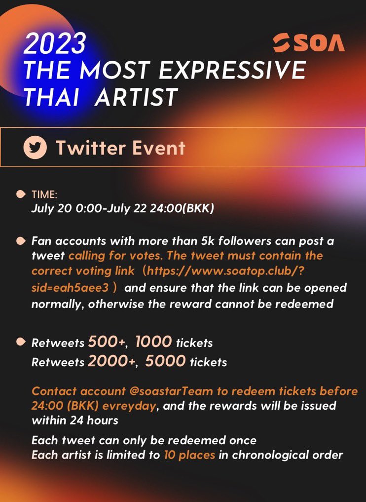 • SOA RT EVENT  - Day 1 • 

Please help me RT &amp; QRT this post na 🙏🏻💙

🎯500RT-1k tix
🎯2k RT-5k tix

🐾: soatop.club/?sid-eah5aee3

#BuildJakapan #Beyourluve <a href="/JakeB4rever/">BIU.</a>
