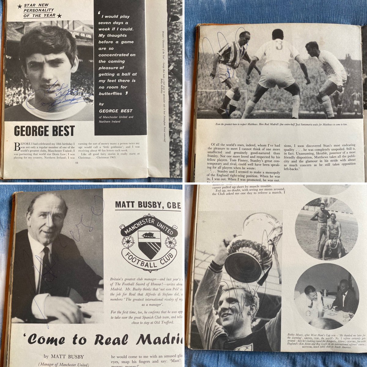 For any serious football memorabilia collects out there that may be interested, a pretty niche item, a book signed by George Best, Sir Stanley Matthews, Sir Matt Busby &amp; Bobby Moore, plus others #MUFC <a href="/ManUtd/">Manchester United</a> #WHUFC <a href="/WestHam/">West Ham United</a> #SCFC <a href="/stokecity/">Stoke City FC</a> RT’s welcome