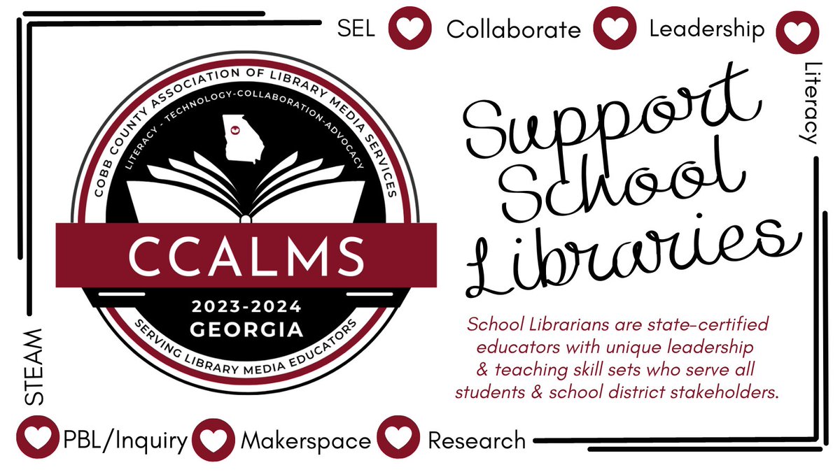 CCALMS's tweet photo. School libraries empower students to become critical thinkers, researchers, and lifelong learners. They are the heart of our educational system. #SchoolLibraries #EducationForAll #SupportSchoolLibraries #LoveYourLibrarian #CCALMS
Visit: https://t.co/TDqtag5CK1 https://t.co/f2BwFLhTqz